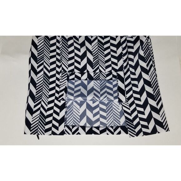 CATO Women's Pencil Skirt 10 Stretch Navy/White Geometric Double Back Slit - Picture 5 of 6